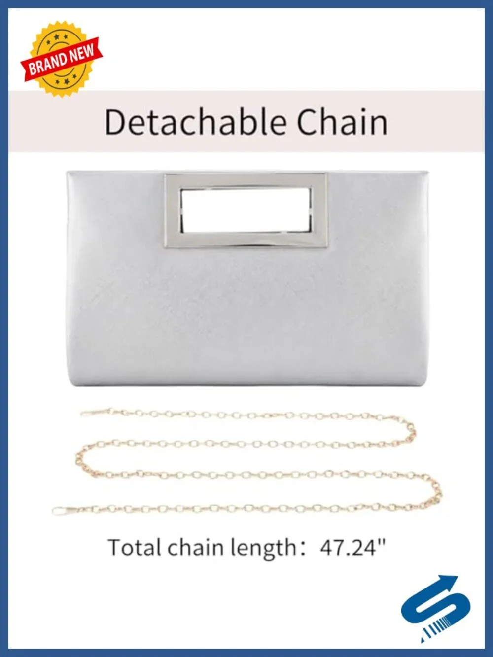 PU Leather Evening Clutch with Chain Strap Top Handle Crossbody Bag
